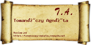 Tomanóczy Agnéta névjegykártya